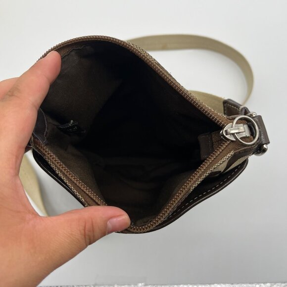 Coach Signature Canvas Tan & Brown Swing Logo Crossbody Bag - Picture 10 of 12